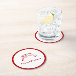 Porta-copo De Papel Redondo Red Knot Modern Christmas