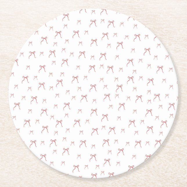 Porta-copo De Papel Redondo Red Knot Modern Christmas (Frente)