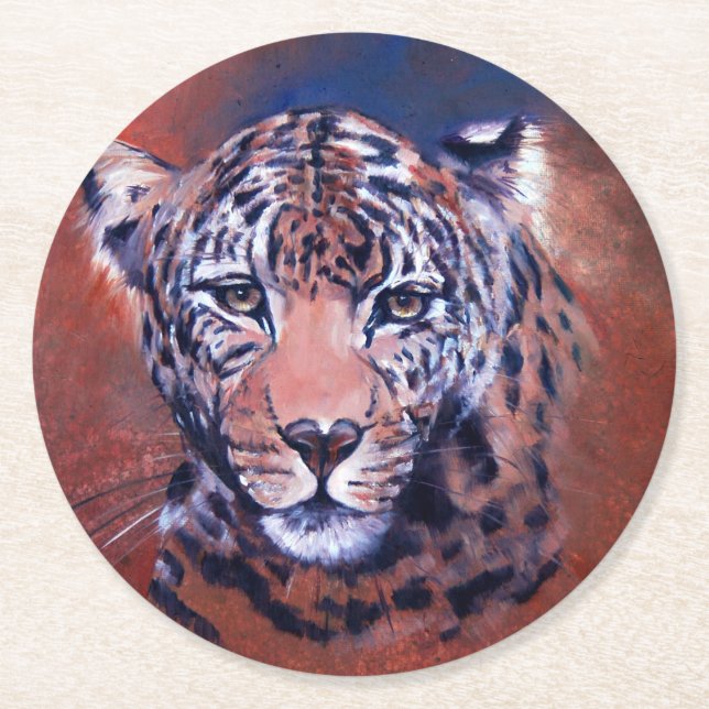 Porta-copo De Papel Redondo Red Leopard Coaster (Frente)