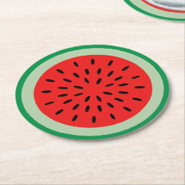 Porta-copo De Papel Redondo Red Watermelle Slice Black Seeds Party — Partido V