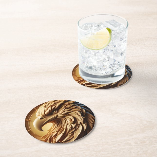 Porta-copo De Papel Redondo Relógio do Águia Majestosa (Insitu)