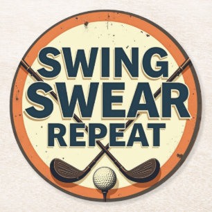 Porta-copo De Papel Redondo Repetir o suor Swing - Motto do Golf Lover