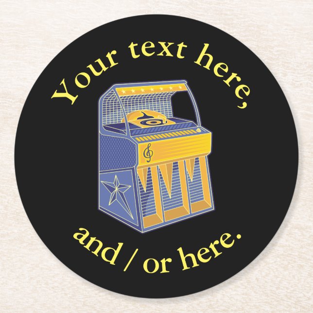 Porta-copo De Papel Redondo Retro Jukebox (Frente)