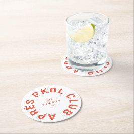 Porta-copo De Papel Redondo Retro Orange Après PKBL Club Crest Pickleball