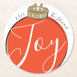 Porta-copo De Papel Redondo Retro Red Christmas