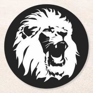 Porta-copo De Papel Redondo Roaring Lion Face