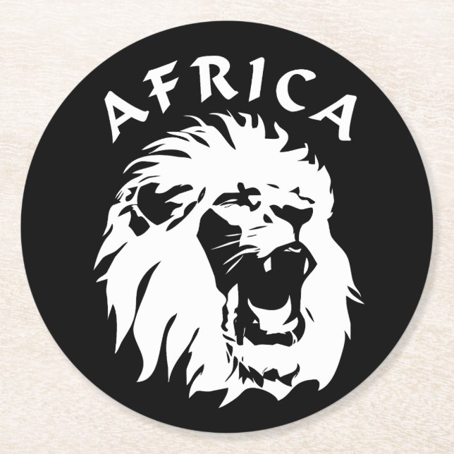 Porta-copo De Papel Redondo Roaring Lion Face | África (Frente)