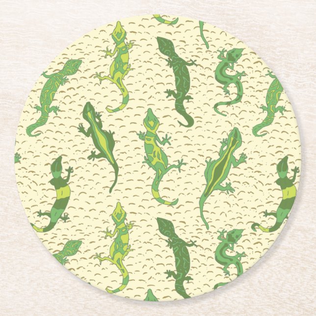 Porta-copo De Papel Redondo Rock Escalando Geckos em amarelo - padrão perfeito (Frente)