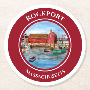 Porta-copo De Papel Redondo Rockport Harbor Massachusetts New England