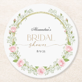 Porta-copo De Papel Redondo Romance Corada: Rosas Rosa & Resedos