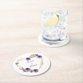 Porta-copo De Papel Redondo Romantic purple flower bouquet abstract background