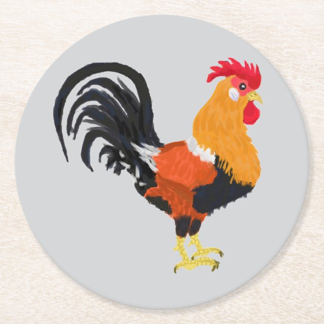 Porta-copo De Papel Redondo Rooster (Frente)