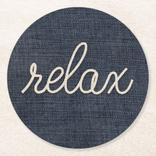 Porta-copo De Papel Redondo Rope Relax Text on Denim (Rope Relaxe o Texto no D