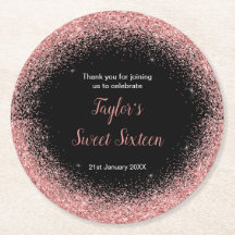 Rosa cor-de-rosa Faux Glitter Sweet 16 Birthday