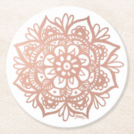 Porta-copo De Papel Redondo Rosa Dourado Mandala