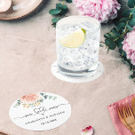 Porta-copo De Papel Redondo Rosa dourado verde floral mr casamento<br><div class="desc">Um rosa de ouro rosa,  flor e verde. Personalize e adicione um nome e data. Sr. Sra. com coração.</div>