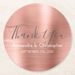 Porta-copo De Papel Redondo Rosa Esbranquiçado - Rosa Dourado Casamento Modern<br><div class="desc">Cor-de-rosa-rosa-azul-Rosa Dourado Faux Metálico Stainless Steel Modern e Elegante Casamento Obrigado Portas copos. Estas Rosa Douradas Coasters podem ser personalizadas para incluir o seu nome e a data do casamento. A Porta copos Dourada Rosa faz parte da Rosa Dourada Coleção de Casamentos. Itens personalizados adicionais podem ser criados mediante solicitação...</div>