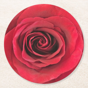 Porta-copo De Papel Redondo rosa vermelha de Portas copos de papel