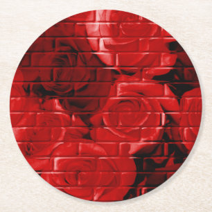 Porta-copo De Papel Redondo Rosas de tijolos 02 Portas copos de festas redonda