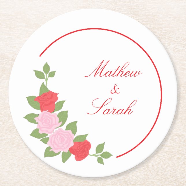 Porta-copo De Papel Redondo Roses (Frente)