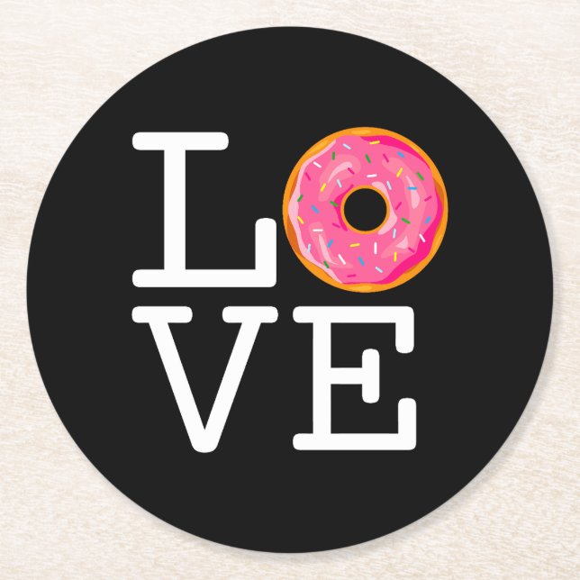 Porta-copo De Papel Redondo Rosquinha Love (Frente)