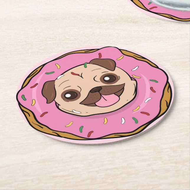 Porta-copo De Papel Redondo Rosquinha Pug (Angulado)