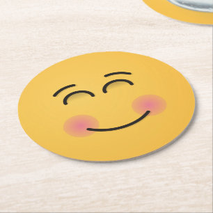 Porta-copo De Papel Redondo Rosto sorridente com olhos sorridentes