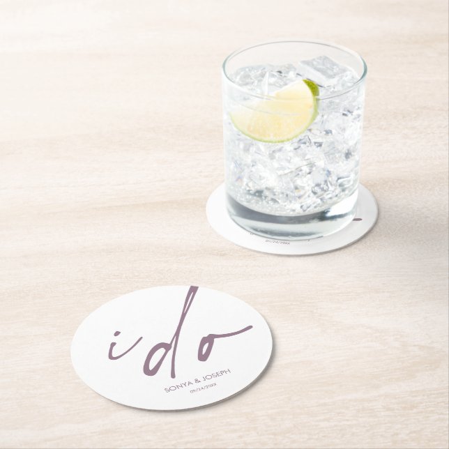 Porta-copo De Papel Redondo Roteiro Elegante De Dia De Casamento Eu Faço (Insitu)