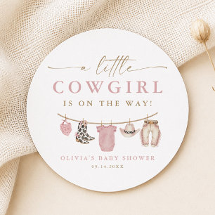 Porta-copo De Papel Redondo Roupas de Bebê Rosa Linha Pequena Cowgirl Baby Sho