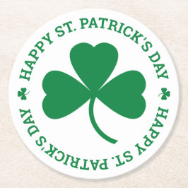 Porta-copo De Papel Redondo Rua Feliz do Shamrock Verde. Festa do Dia de Patri