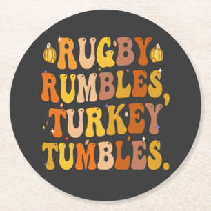 Porta-copo De Papel Redondo Rugby Rumbles Turquia Tumbles Engraçado Ação de Gr