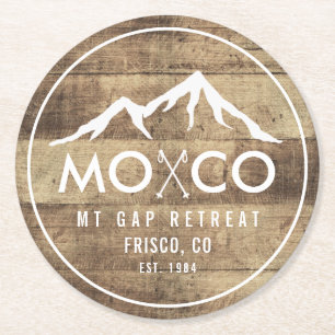 Porta-copo De Papel Redondo Ruptura de Madeira de Montanha da Casa de Esqui Ru