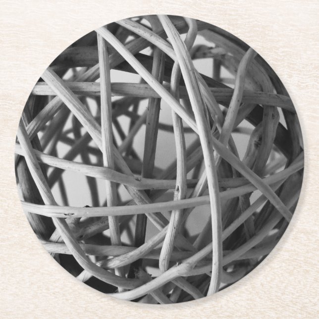 Porta-copo De Papel Redondo Rustic Wicker Ball (Frente)
