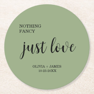 Porta-copo De Papel Redondo Sage Verde Casamento Simplesmente Amor Nada de Lux