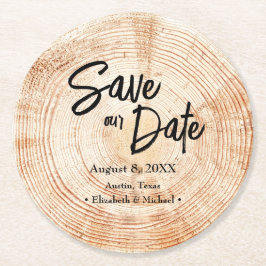 Porta-copo De Papel Redondo Salve nossa data Casamento Russo de Madeira Impres