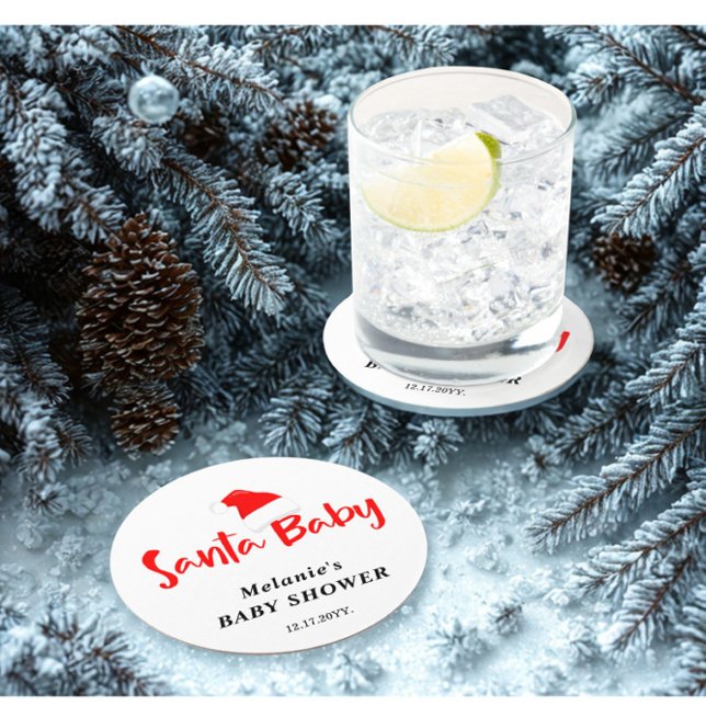 Porta-copo De Papel Redondo Santa Baby Christmas Winter Baby Shower  (Criador carregado)