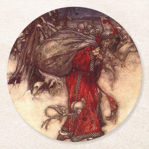 Porta-copo De Papel Redondo Santa Claus Arthur Rackham