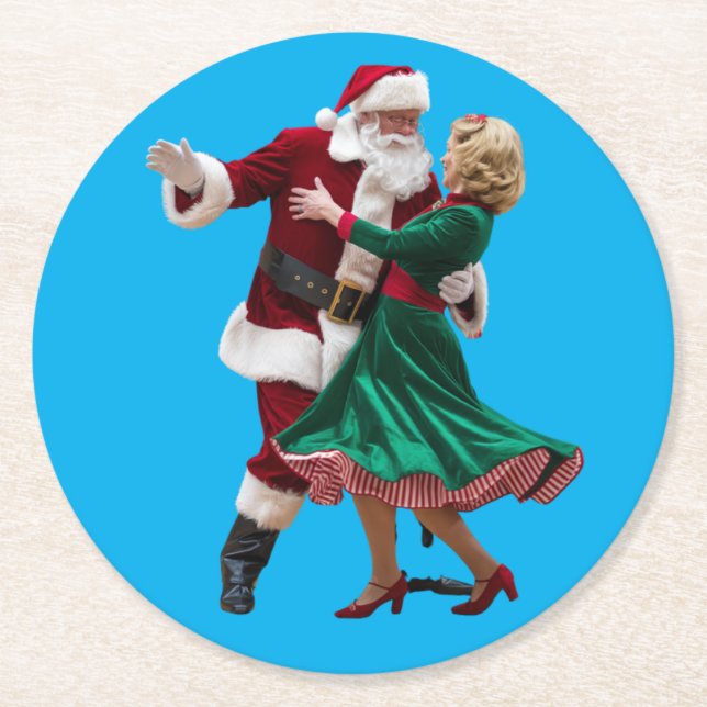 Porta-copo De Papel Redondo Santa Dancing Paper Coaster (Frente)