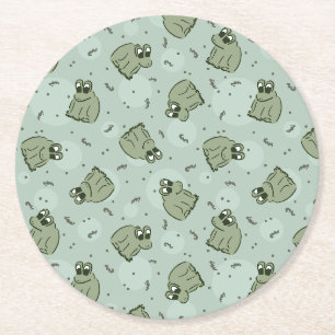Porta-copo De Papel Redondo Sapos de Sage Bubble - o padrão verde de crianças.