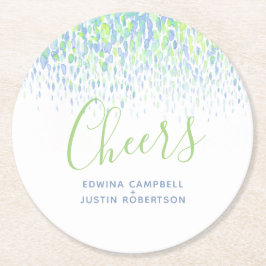 Porta-copo De Papel Redondo Saudações azul verde pinceladas de arte moderna aq