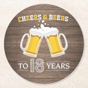 Porta-copo De Papel Redondo Saúde e Cervejas Rústicas a 18 Anos