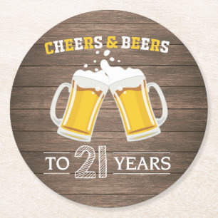 Porta-copo De Papel Redondo Saúde e Cervejas Rústicas a 21 Anos