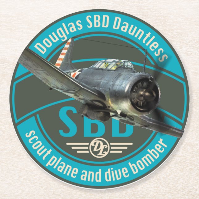 Porta-copo De Papel Redondo SBD Dauntless (Frente)