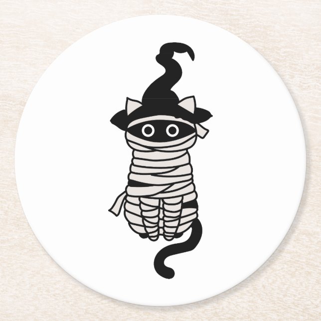 Porta-copo De Papel Redondo Scary cat wrapped (Frente)