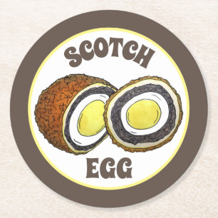 Porta-copo De Papel Redondo Scotch Egg UK British Comida Yorkshire Inglaterra