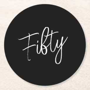 Porta-copo De Papel Redondo Script 50th Birthday Black
