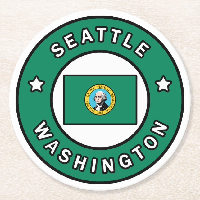 Porta-copo De Papel Redondo Seattle Washington (Frente)