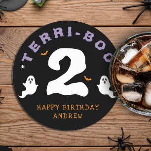 Porta-copo De Papel Redondo Segundo aniversário de Halloween Terri-Boo Twos Gh