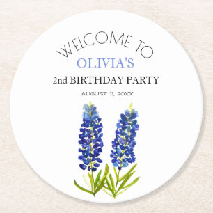 Porta-copo De Papel Redondo segundo aniversário Fora de Bluebonnets Flores Men