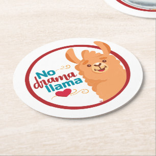 Porta-copo De Papel Redondo Sem Drama Llama (Quente)